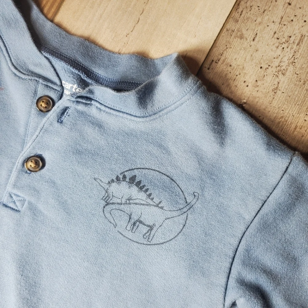 Carter's Boys Size 5T Blue Fleece Pullover Dinosaur Graphic Sweatshirt